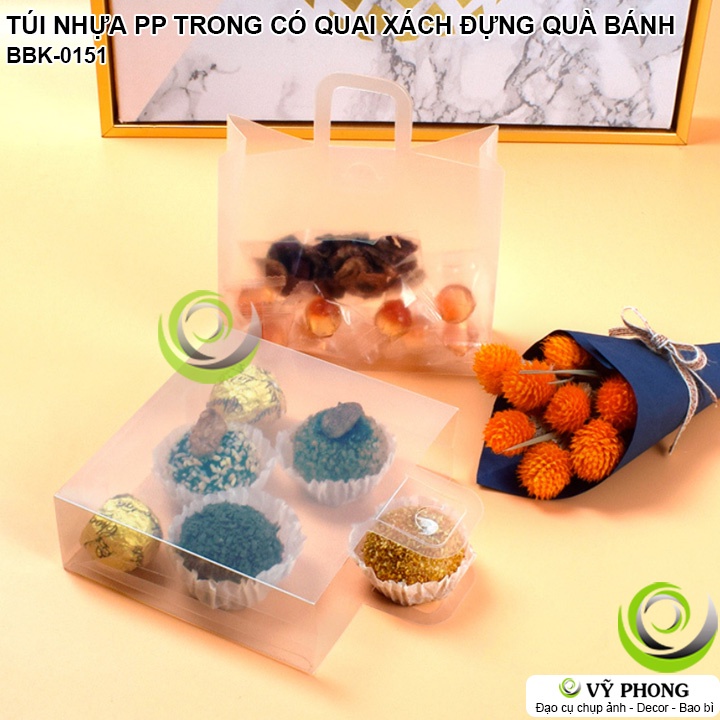 TÚI XÁCH NHỰA PP TRONG SUỐT TÚI CÓ QUAI XÁCH ĐỰNG QUÀ TẶNG ĐỰNG BÁNH KẸO CÓ NÚT KHÓA GÀI QUÀ LỄ TẾT NOEL BBK-0151