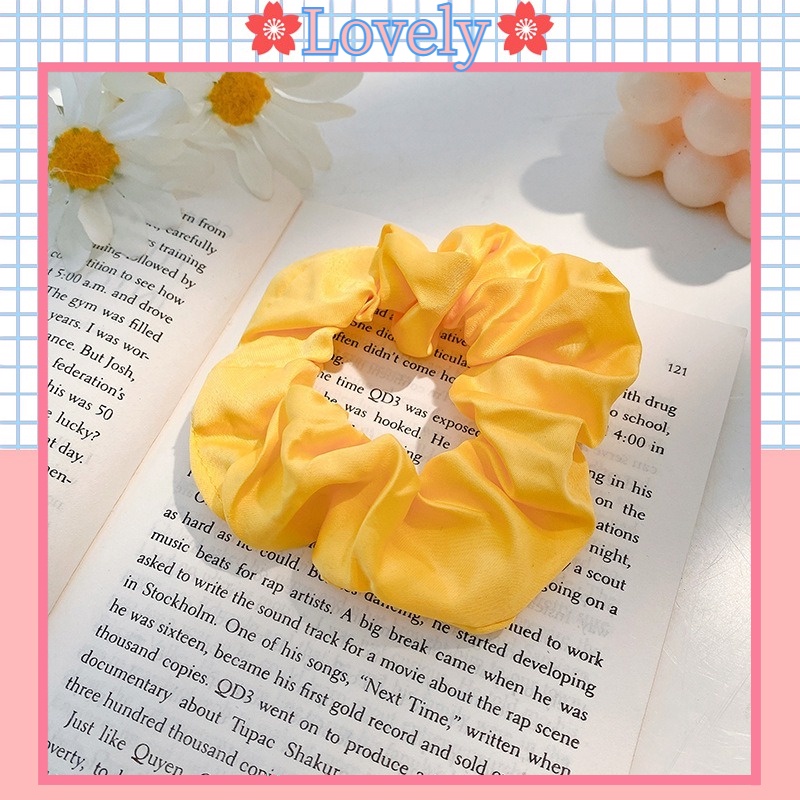 Dây Buộc Tóc Scrunchies Vải Satin In Họa Tiết Hoa Dễ Thương Phong Cách Thời Trang Hàn Quốc Cho Nữ