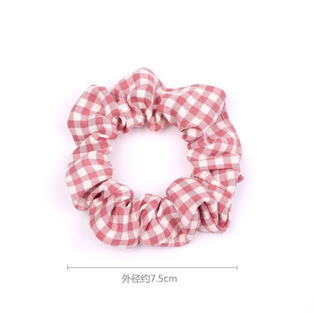 🍄Chun buộc tóc Scrunchie kẻ caro cỡ nhỏ