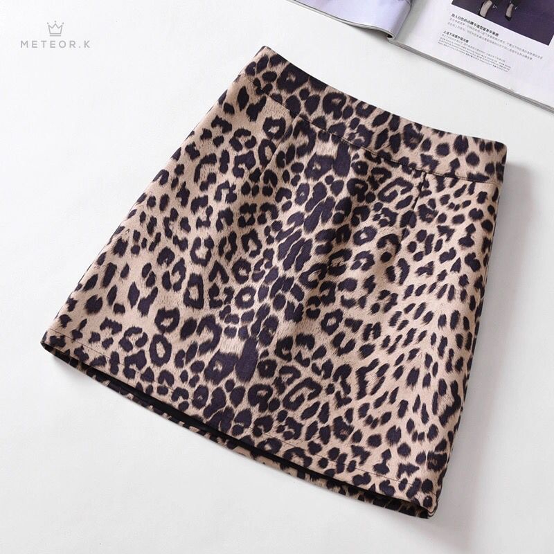 Chân Váy Ngắn Chữ A Cạp Cao Họa Tiết Da Beo Thời Trang Cổ Điển Cho Nữ | BigBuy360 - bigbuy360.vn