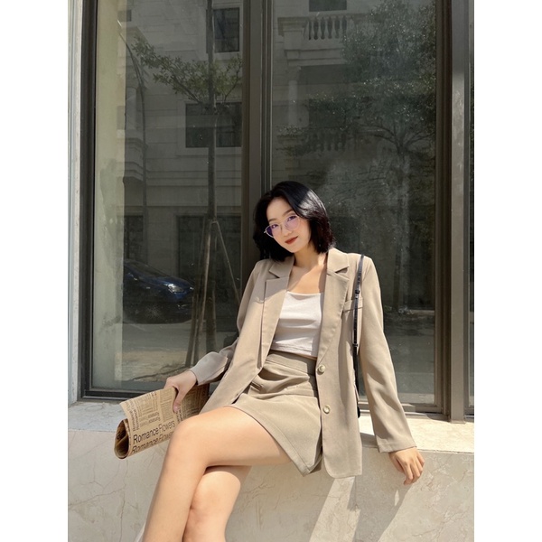 Áo Vest nữ oversize tay dài có lót lụa basic cao cấp nhiều màu - Joella Blazer - Tyribee Clothing