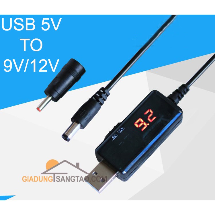 Cáp chuyển đổi điện áp từ cổng usb 5V sang 9V/12V