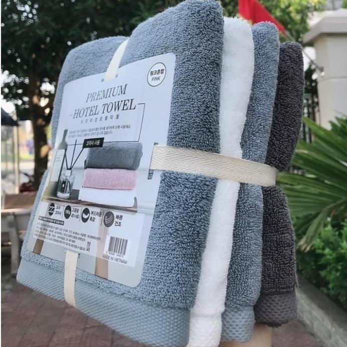 (giá sỉ) SET 4 KHĂN TẮM COTTON XUẤT HÀN PREMIUM HOTEL TOWEL SIÊU DÀY MỊN - KT 40X80CM