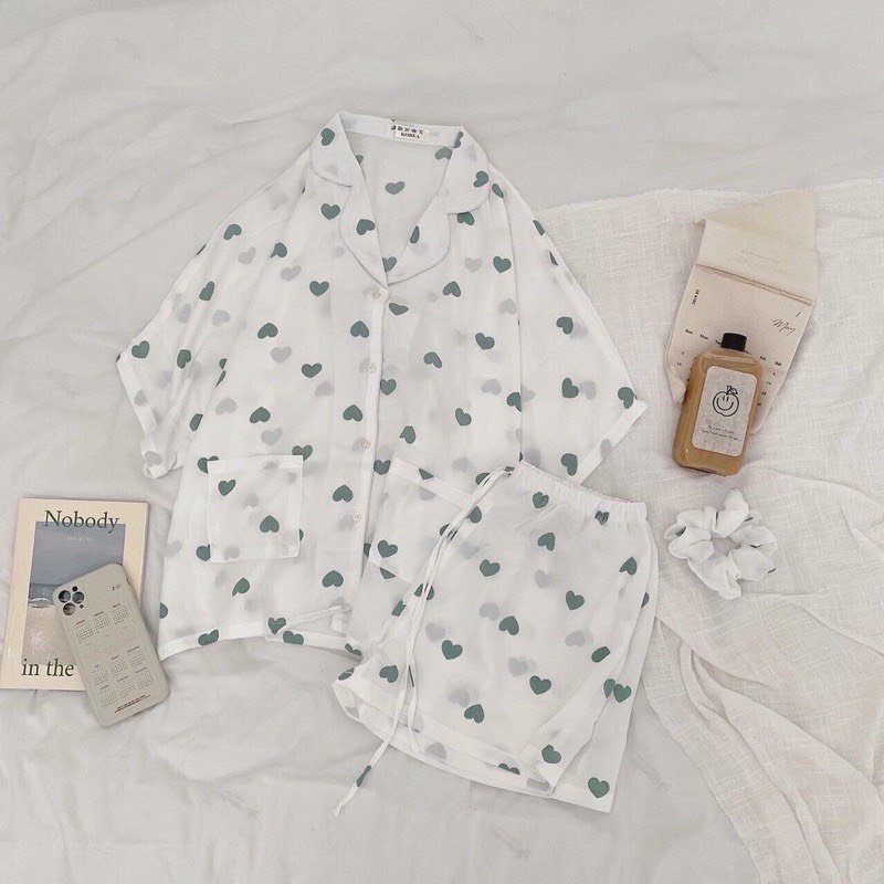Pyjama Tim New Nữ 🦋 Bộ Ngủ mặc nhà hình trái tim 🦋
