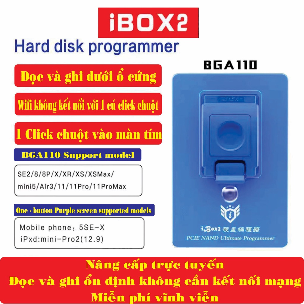 iBox2 Thiết Bị Đọc Và Viết Thông Tin Ổ Cứng 6G đến 13PRM Fix Xanh 3uTools