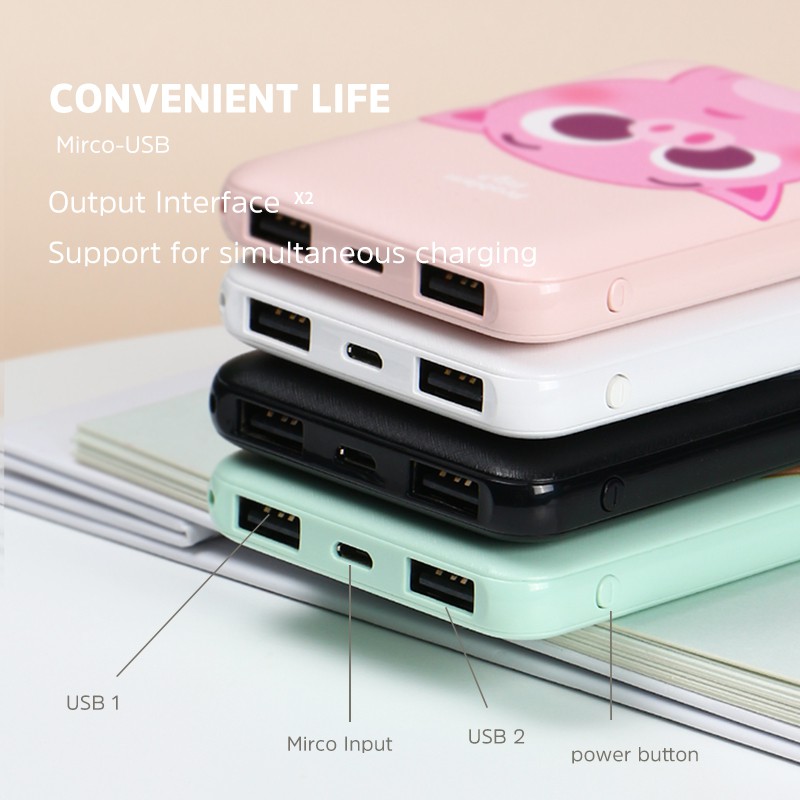 【Giảm 10% toàn bộ cửa hàng】Kivee 5000mAh Mini Power Bank Cartoon Pattern