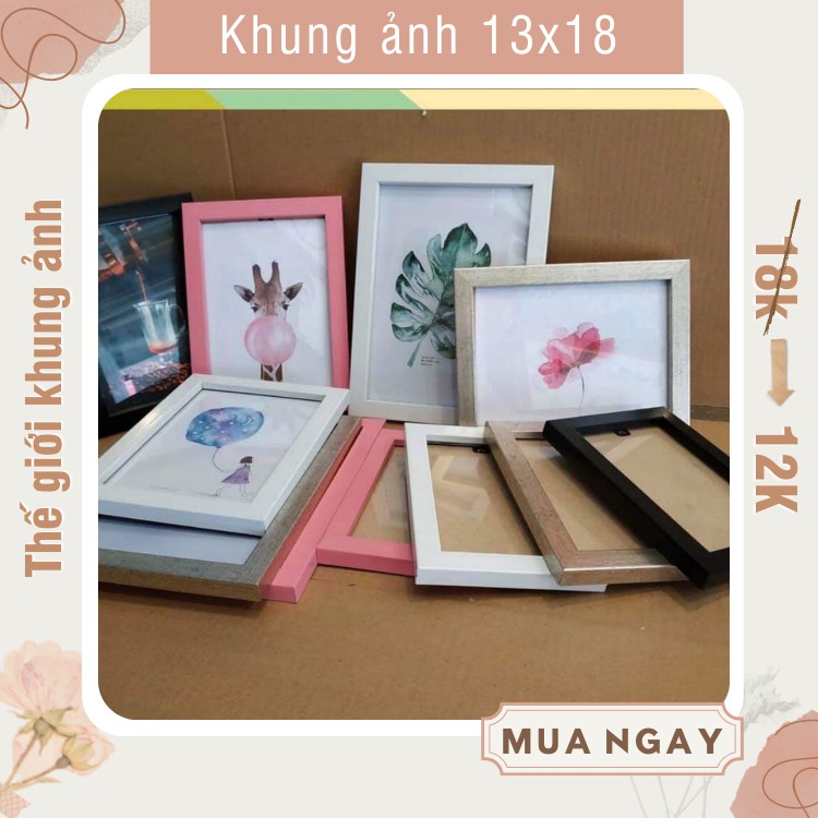 Bộ 10 Khung Ảnh 13x18 treo tường có nhiều màu, tặng kèm đinh và móc treo