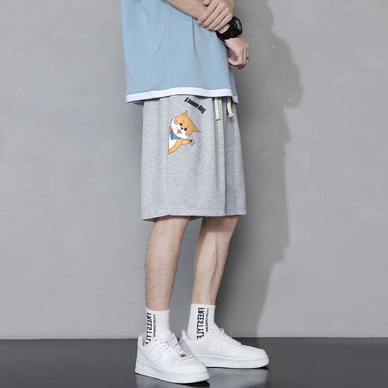 Quần Short Mỏng Dáng Rộng In Họa Tiết Mèo Hoạt Hình Kiểu Hàn Quốc Thời Trang Mùa Hè Cho Nam Cỡ M-8XL