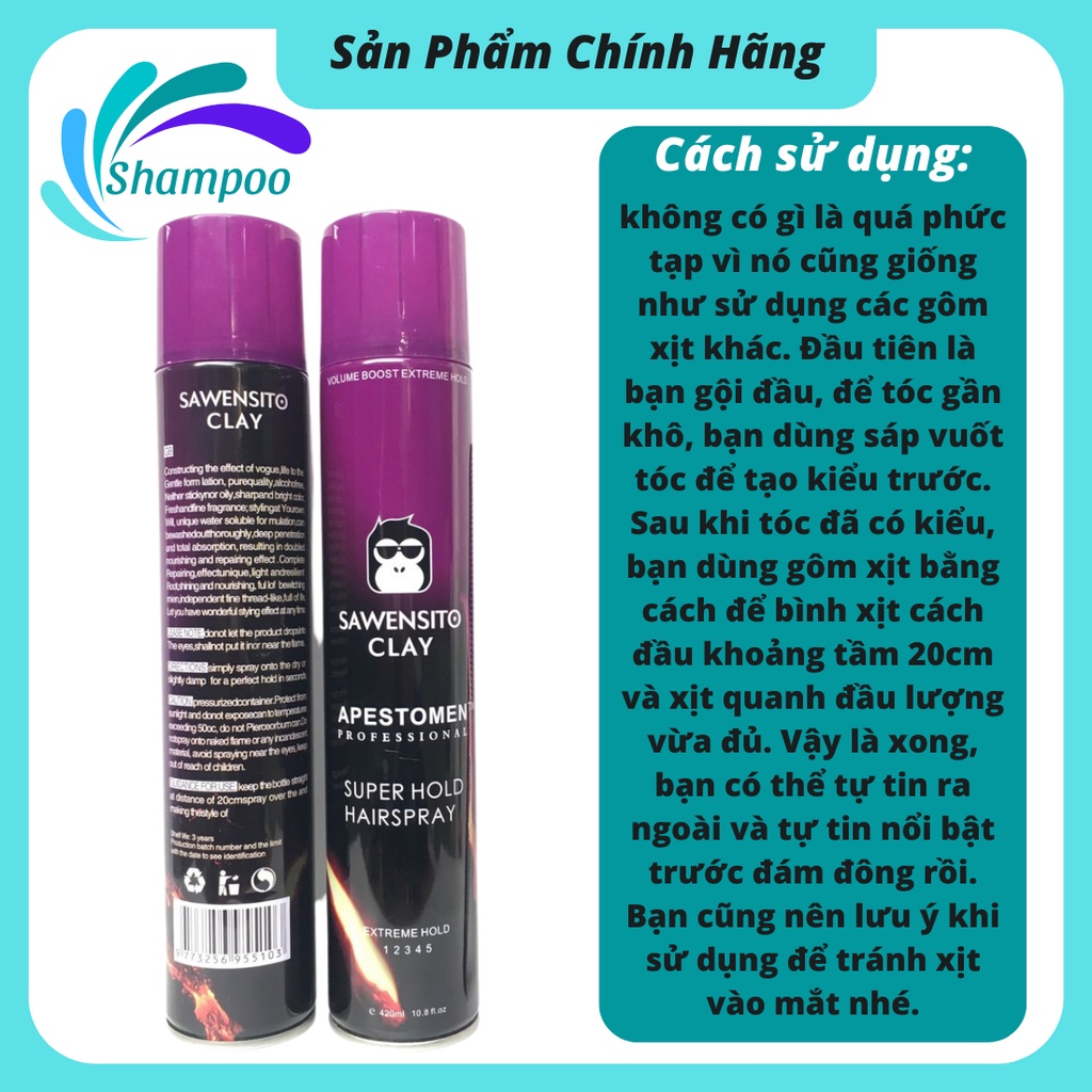 Gôm xịt tóc SAWENSITO tạo kiểu tóc danh cho nam nữ mini tiện dụng