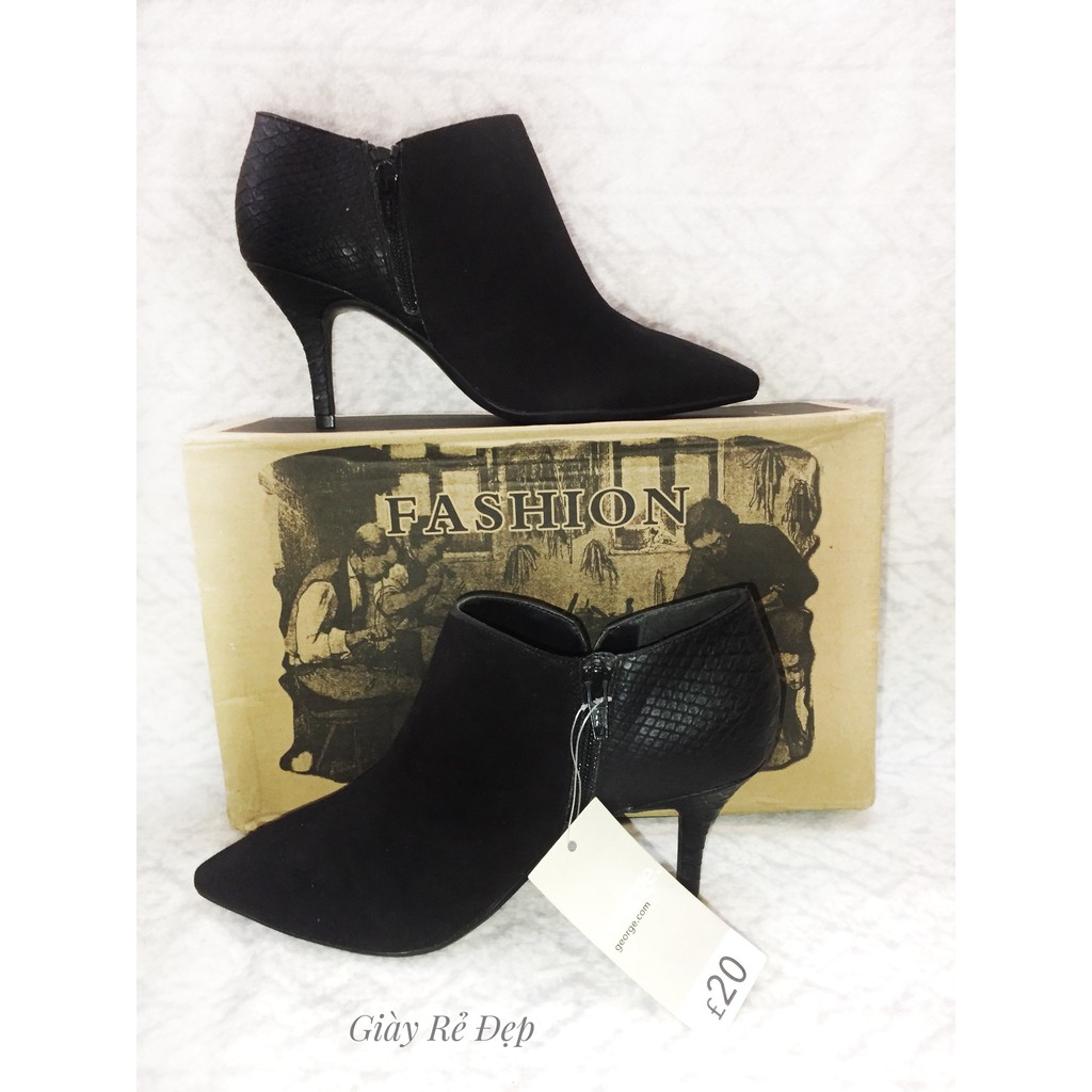 Bốt Nữ Cao Gót Mũi Nhọn Cao Cấp Thanh Lich Phong Cách Hàn Quốc | Boot Nữ Cổ Ngắn Mũi Nhọn (Ảnh thật)