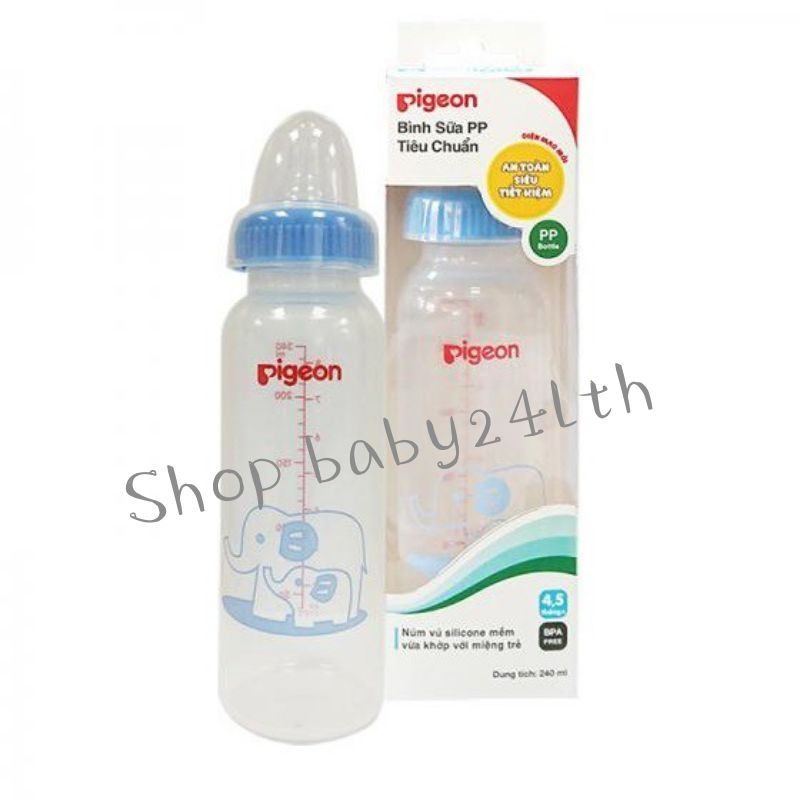 Bình sữa Pigeon 240ml nhựa PP tiêu chuẩn, Bình sữa Pigeon cổ hẹp