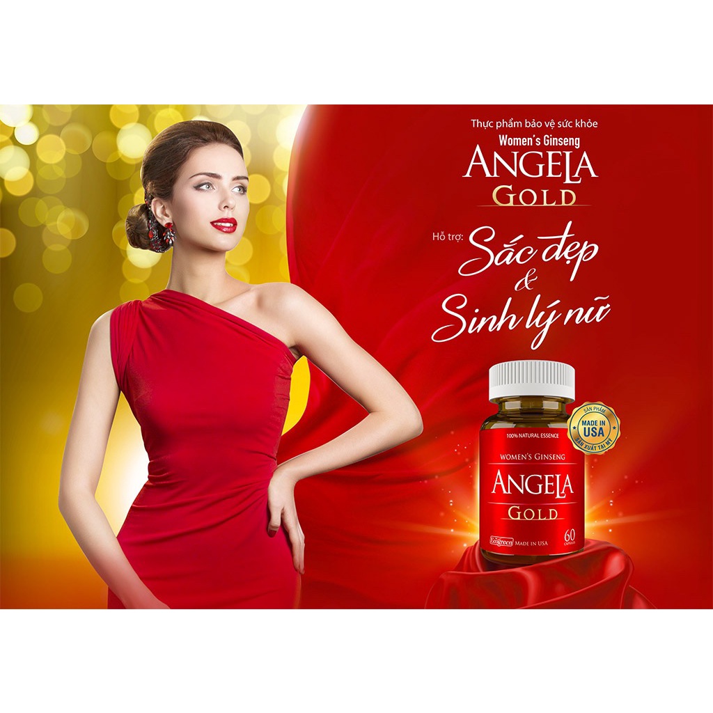 Angela Gold  hàng nhập khẩu Mỹ, hộp 60 viên.Tăng cường sinh lý nữ,hỗ trợ làm đẹp da,có kèm tem tích lũy