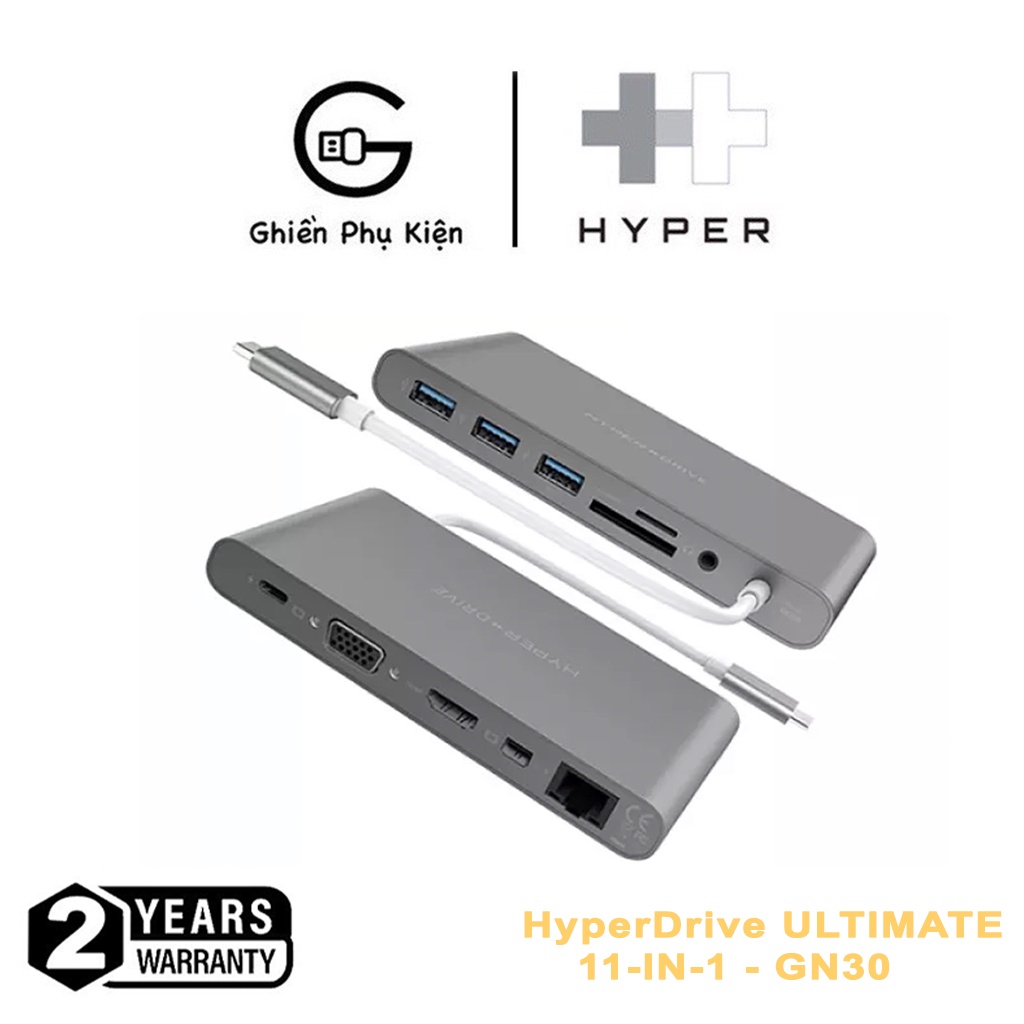 Cổng Chuyển HyperDrive UltImate 11 IN 1 USB-C Hub For Macbook, PC &amp; Devices - GN30