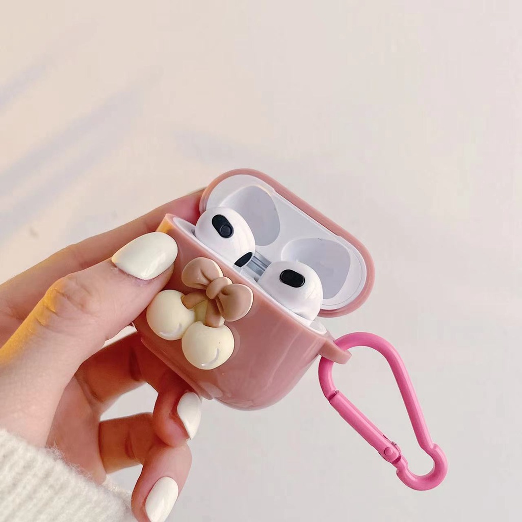 Vỏ Bọc tpu Mềm Bảo Vệ Hộp Đựng Tai Nghe Airpod 1/2 pro Kết Nối Bluetooth Hình Quả cherry Có Móc Khóa Mới