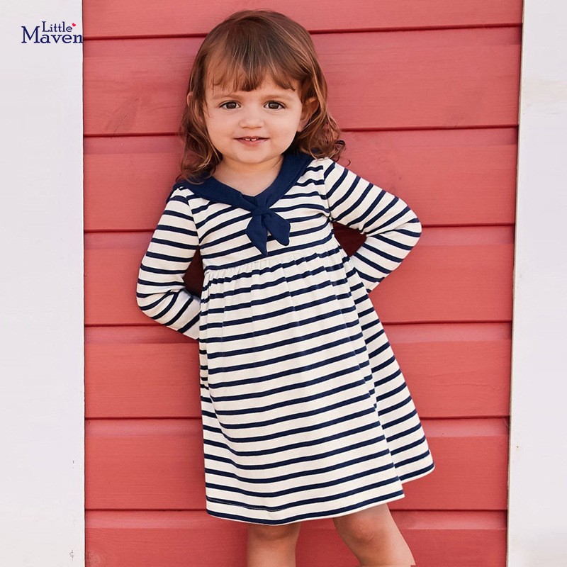 VÁY BÉ GÁI LITTLE MAVEN DÀI TAY THỦY THỦ SIÊU ĐẸP ĐỦ SIZE 2-7T