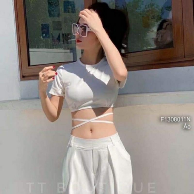 ÁO CROPTOP ĐAN DÂY EO