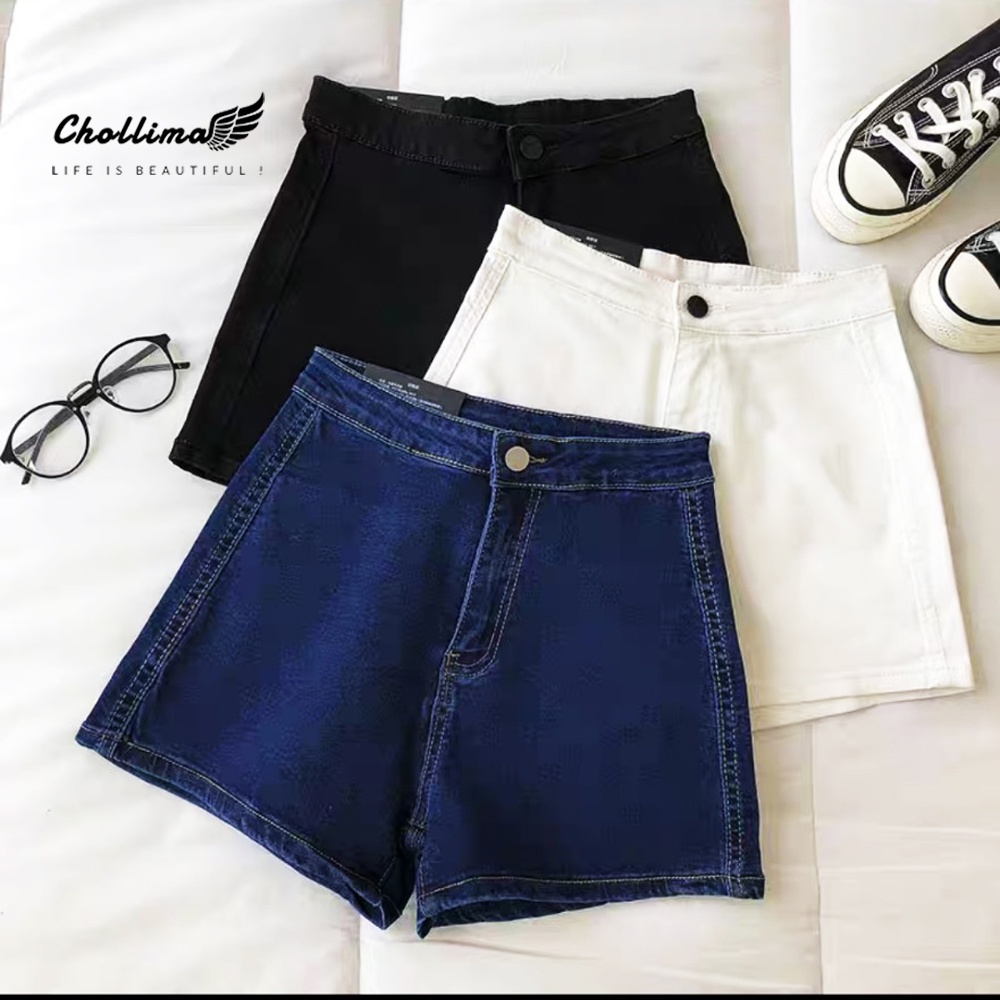 Quần Short Jean Nữ Co Giãn Chollima Không Túi Basic Qs028 Phong Cách Hàn Quốc