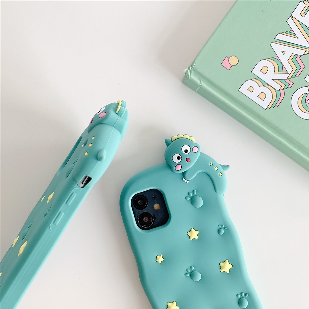 Hoạt Hình Ốp Điện Thoại Silicon Hình Khủng Long Có Dây Đeo Cho Iphone 11 / 12 Pro | BigBuy360 - bigbuy360.vn