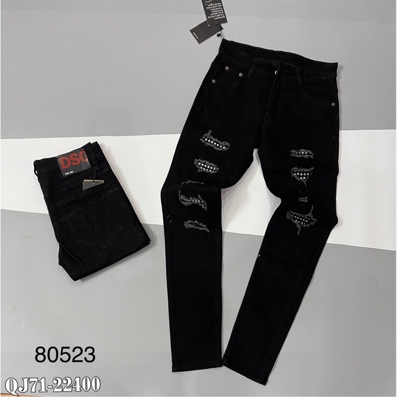 quân bò AMIRI rách đính đá - Quần bò nam đẳng cấp QJ71