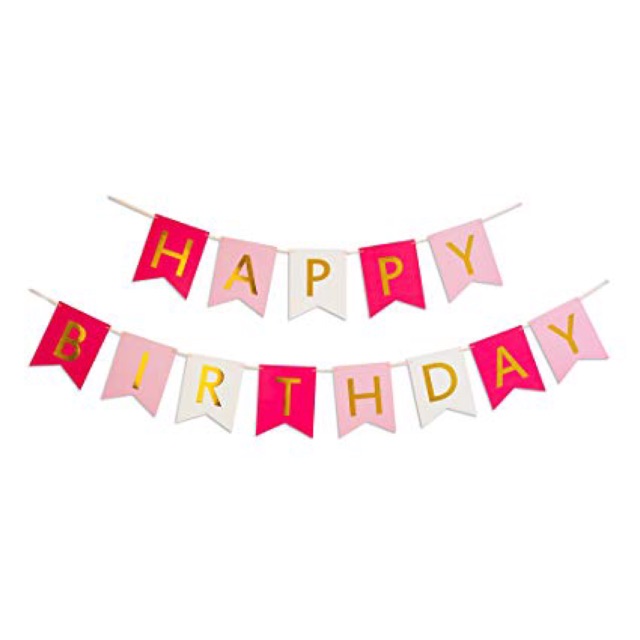 Dây chữ Happy Birthday metallic 5 màu - dây treo ép kim - dây chữ ánh kim trang trí sinh nhật thôi nôi