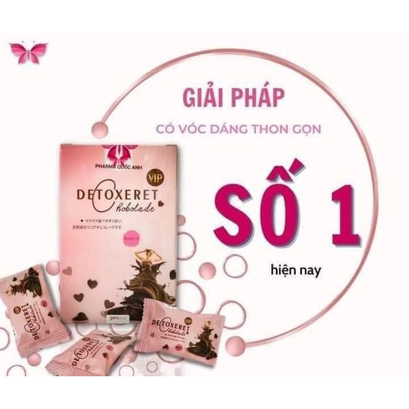 Sôcôla giảm cân Detoxeret Chokolade Vip . Hộp 30 gói giảm 4_10kg sau 1 tháng sử dụng.Hàng chính hãng