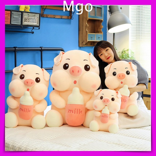 Gấu bông heo ôm bình sữa lợn bú bình mẫu thú nhồi bông siêu cute hàng cao cấp mềm mịn
