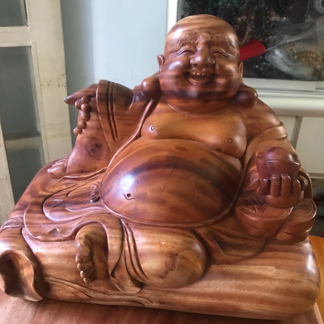 TƯỢNG GỖ ÔNG PHẬT DI LẶC GỖ NÀY ĐẸP 45cm x 36cm TỐT LÀM ĂN PHÁT VÌ MẶT VUI