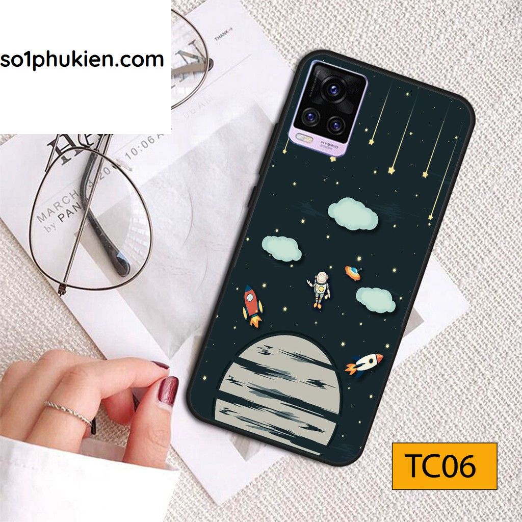 Ốp lưng Vivo V20 / Vivo V21 lưng ép kính hình phi hành gia vũ trụ cá tính, ngộ nghĩnh