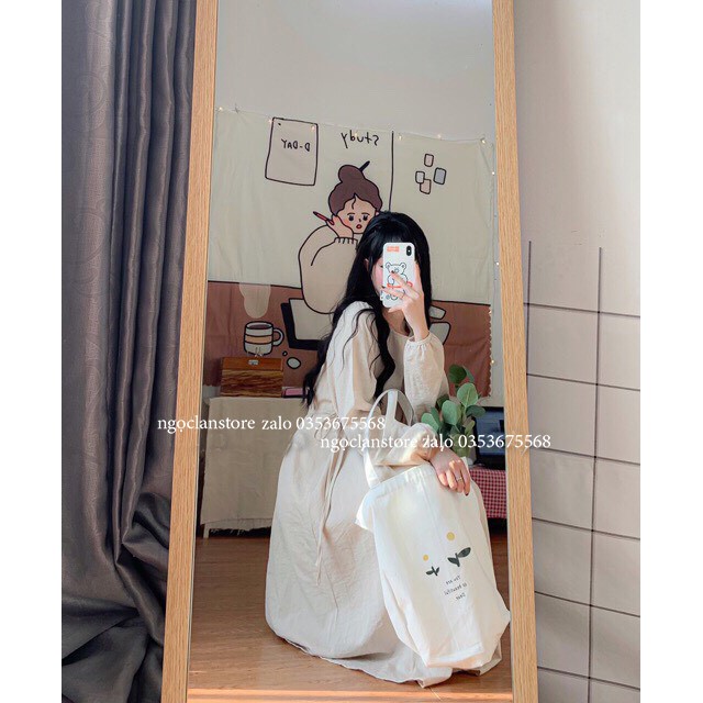 Váy Babydoll Dài Tay Có Dây điều Chỉnh Eo,Nhiều Màu