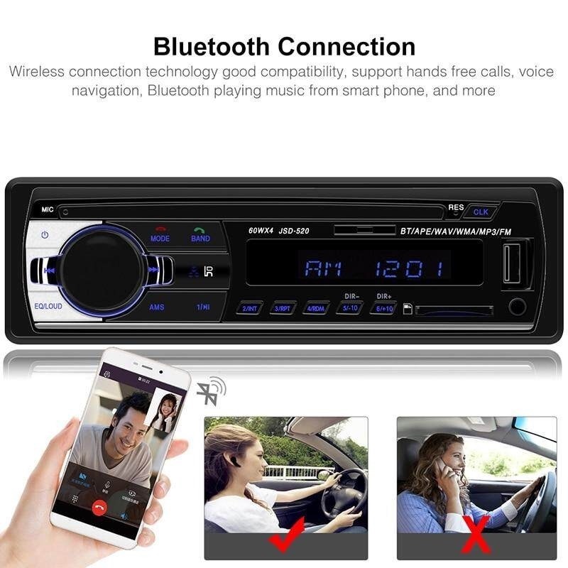 Máy Nghe Nhạc MP3 12-24V 1 Din Bluetooth/USB/AUX/SD/FM Tích Hợp Thẻ Nhớ 4GB TF Cho Xe Hơi
