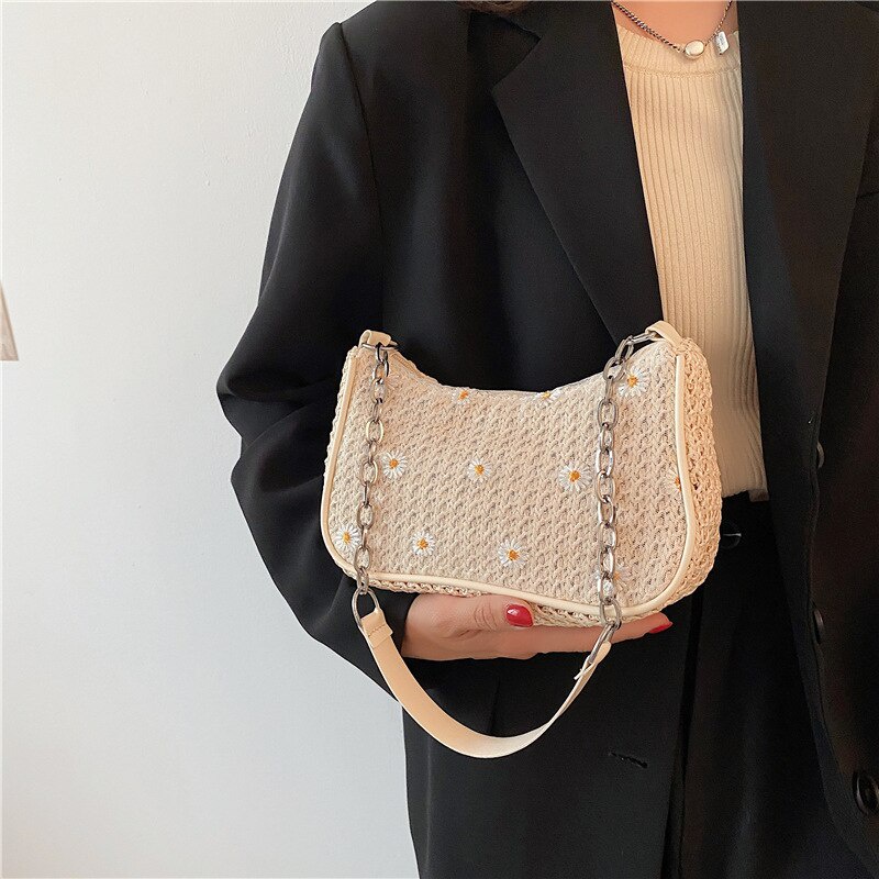 Túi xách Jasmin Noir hình vuông nhỏ thêu caro thời trang đơn giản cho nữ