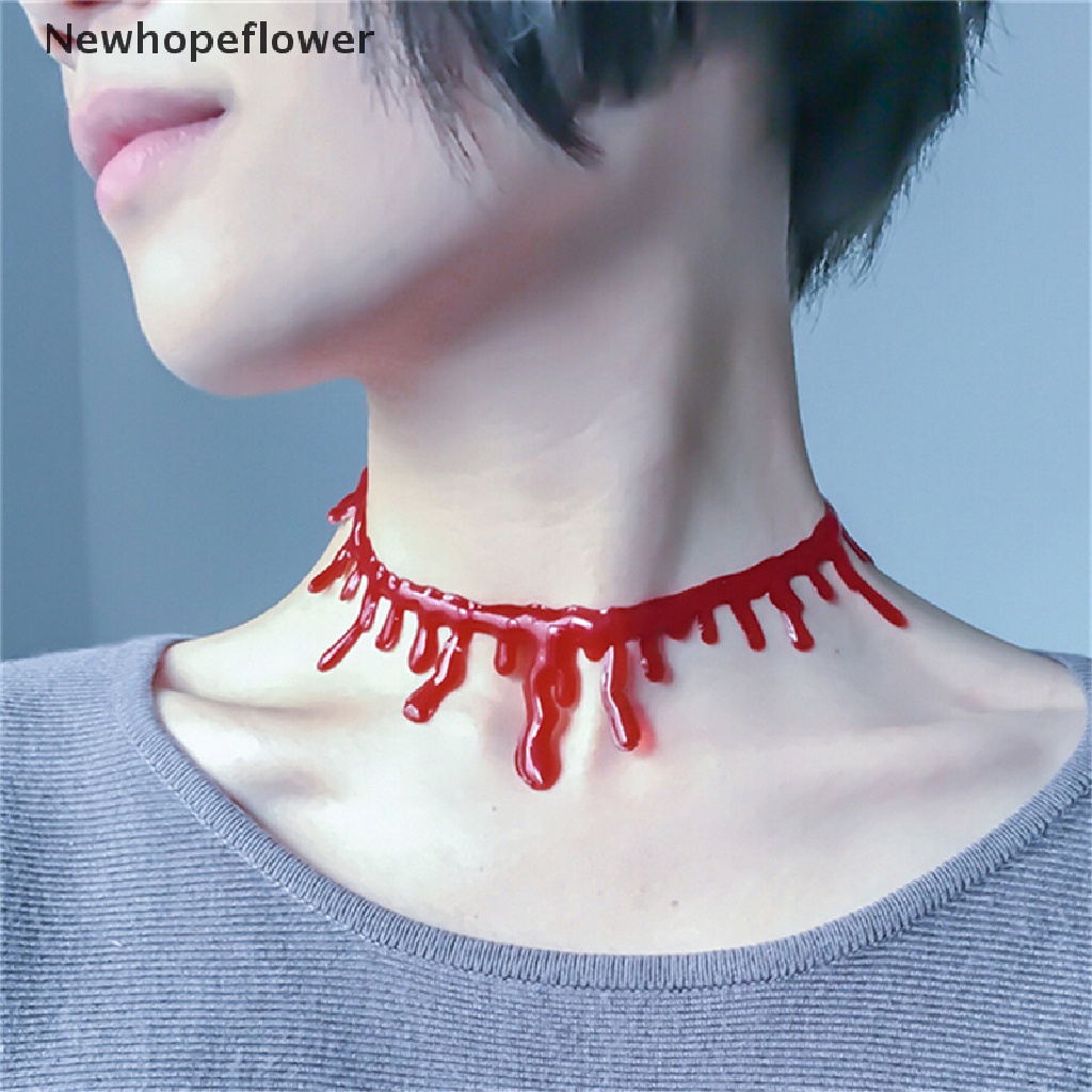 (NFPH) Choker Thêu Máu Đỏ Phong Cách punk Rock Deathrock Bán Chạy Nhất Cho Halloween