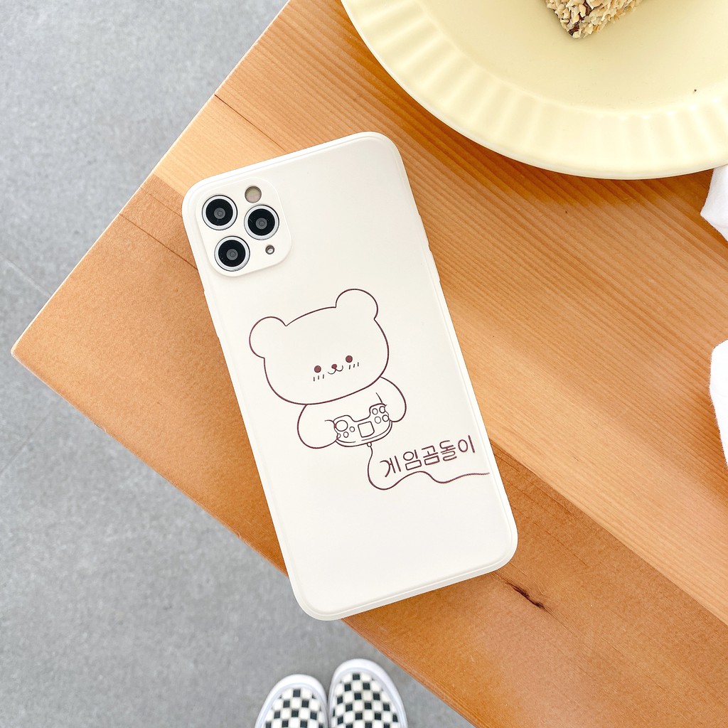 Ốp lưng iphone Play Bear cạnh vuông 5/5s/6/6plus/6s/6splus/7/7plus/8/8plus/x/xr/xs/11/12/pro/max/plus/promax