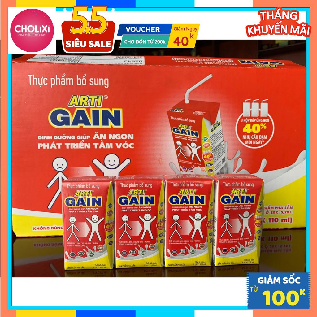 (Siêu khuyến mãi) Sữa Arti Gain 110 ml & 180ml - Tăng cân hiệu quả cho trẻ gầy - NPP chính hãng