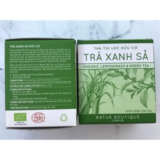 Trà xanh sả hữu cơ túi lọc