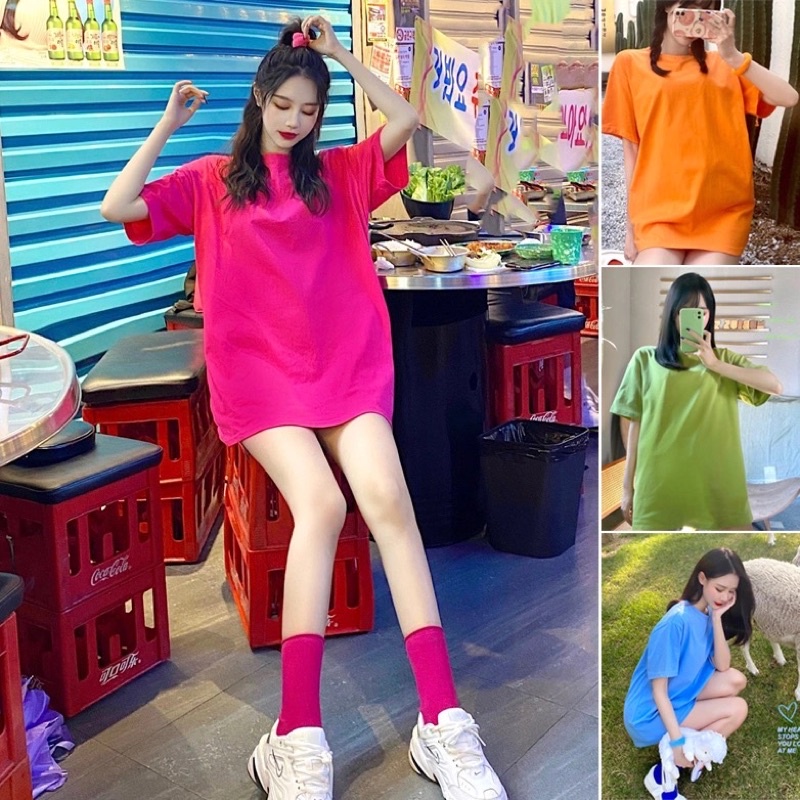 Áo Thun Nam Nữ Nhiều Màu, Áo Phông Trơn Màu Đen Trắng Hồng Cổ Tròn Phom Rộng Suông Basic Mùa Hè Năng Động Loại 1