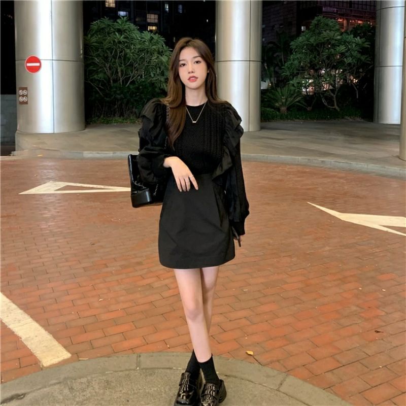 Áo len nữ tay voan tiểu thư xinh xắn 2 màu