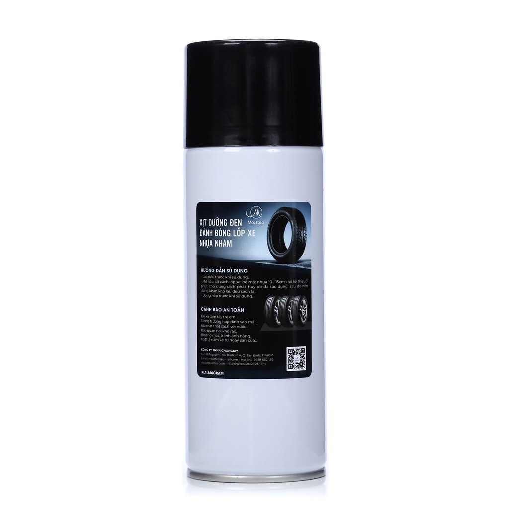 Xịt bóng lốp xe, phục hồi và dưỡng đen nhựa nhám cho ô tô - xe máy MOATTEO 400ML