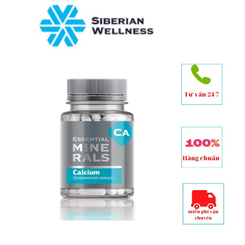Canxi hữu cơ - Viên Uống Bổ Sung Essential Minerals Calcium Từ Siberi Nga (Hộp 60 viên)