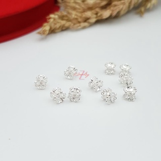 1 Ốp đá 2 đầu 6mm bạc 925