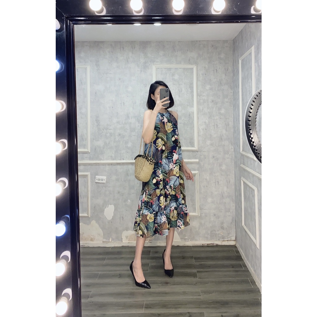 Đầm Maxi ZR Họa Tiết Lá - Hàng xuất dư 100%