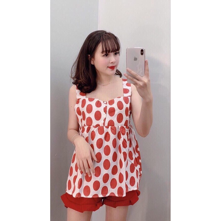 [Pijama] Bộ lửng chấm bi đủ màu chất đũi | BigBuy360 - bigbuy360.vn