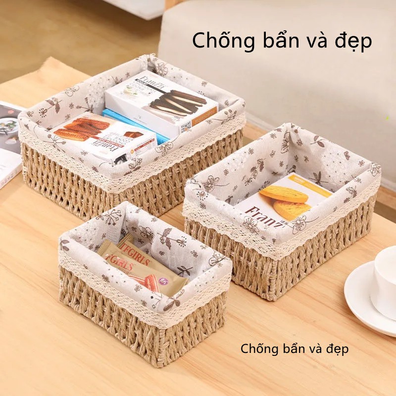 Hộp đựng đồ để bàn dệt đồ ăn nhẹ, mỹ phẩm, giỏ đựng đồ chơi, vải gia dụng, bàn cà phê, giỏ chìa khóa lặt vặt