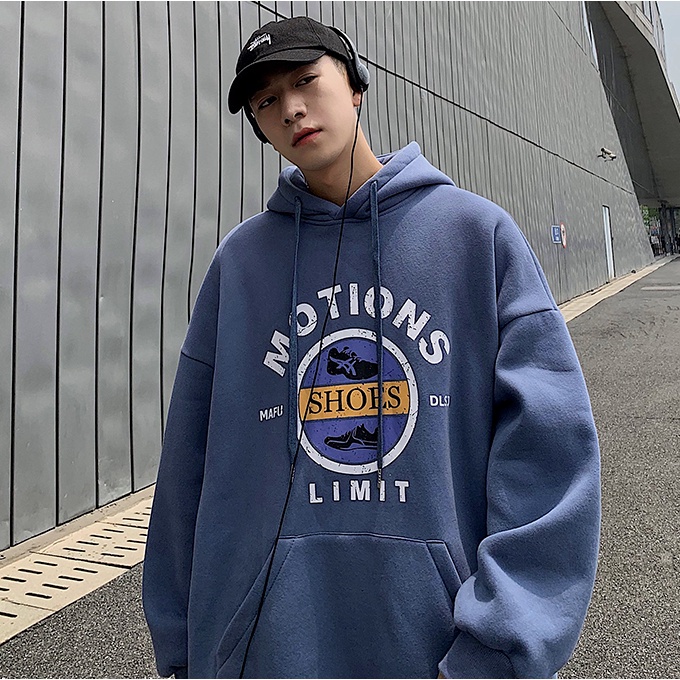 Áo hoodie dáng rộng in hình giày phong cách cá tính cỡ M-3XL