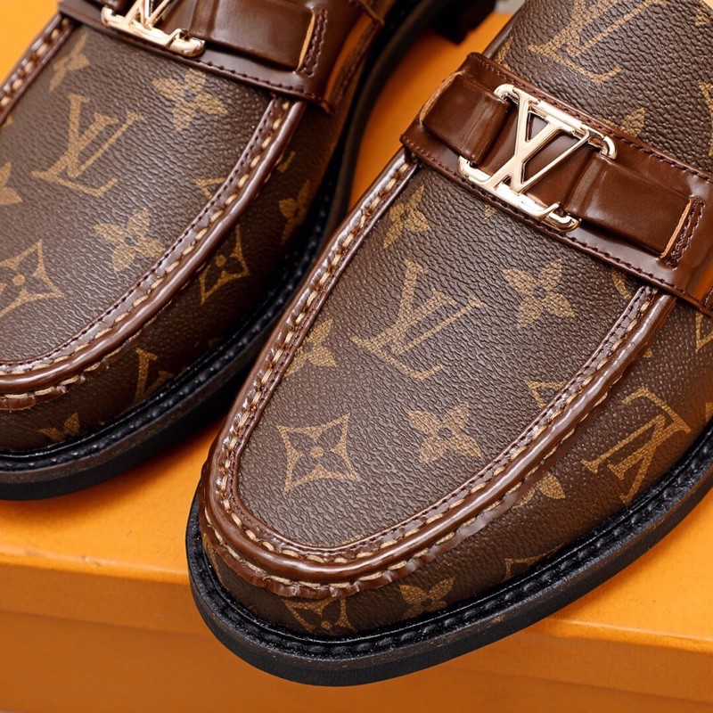 Giày lười nam họa tiết thương hiệu Louis Vuitton LV da thật cao cấp thời thượng