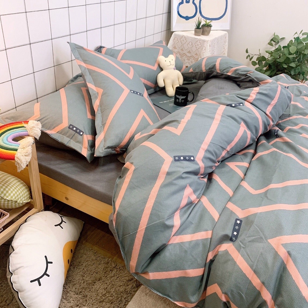 Bộ Chăn Ga Gối Cotton Poly Nhập Mẫu Ma Trận - Emly Bedding