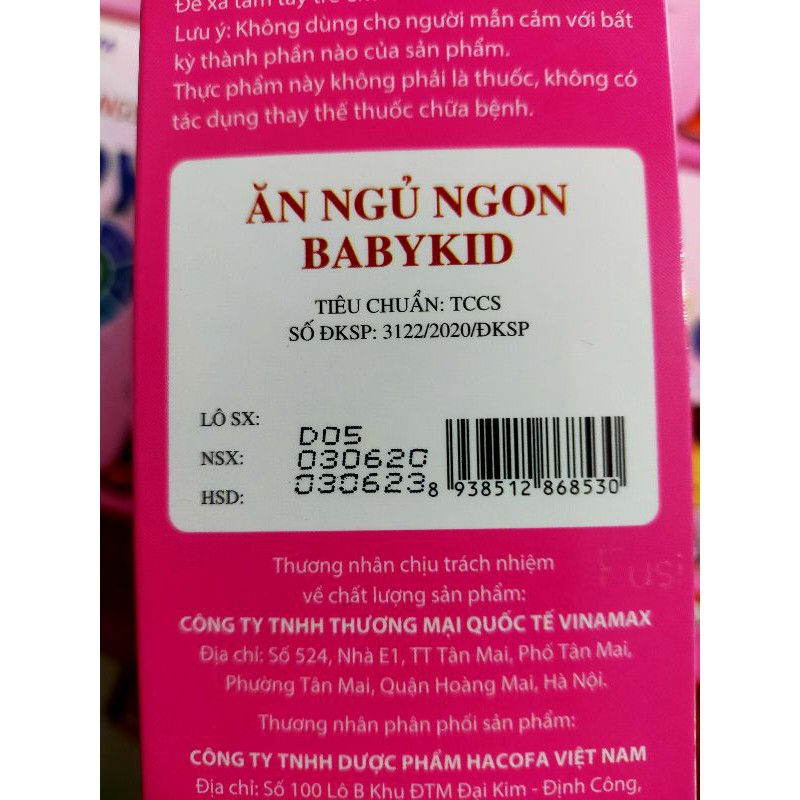 ĂN NGỦ NGON Babykid_ tăng cường tiêu hoá, tăng cường sức khoẻ cho trẻ.
