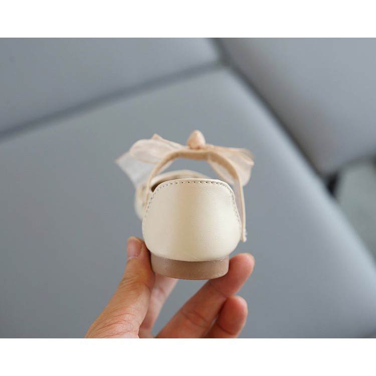 Giày Búp Bê Da Phối Ren Thoáng Khí Chống Va Chạm Phong Cách Hàn Quốc Cho Bé Gái 1-8 Tuổi