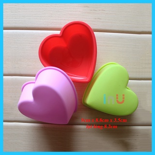 HCM - [lọt lòng 8.2cm x 3.5cm] Combo 2 khuôn silicon tim nướng bánh bông lan, nướng bánh flan, đổ rau câu pudding
