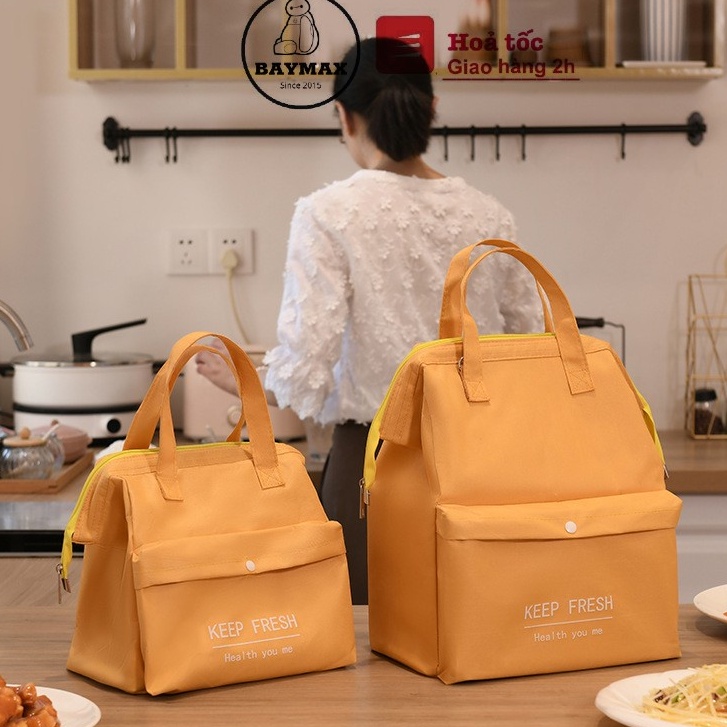 Túi giữ nhiệt đựng đồ ăn, trữ sữa KEEP FRESH cao cấp, 3 lớp, khoá kéo, SIZE TO, túi đựng cơm giữ nhiệt